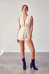 Deep V - Neck Open Back Romper - KOKOTETE