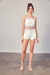 Destroyed Detail Denim Shorts - KOKOTETE