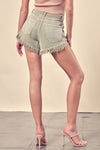 Distressed Frayed Hem Denim Shorts - KOKOTETE