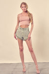 Distressed Frayed Hem Denim Shorts - KOKOTETE