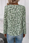 Dotted Print Button Front V Neck Blouse - KOKOTETE