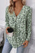 Dotted Print Button Front V Neck Blouse - KOKOTETE