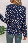 Dotted Print Button Front V Neck Blouse - KOKOTETE