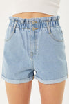 Double Buttoned Waistband Denim Shorts - KOKOTETE
