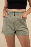 Double Buttoned Waistband Denim Shorts - KOKOTETE