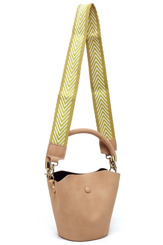 Fashion Bucket Crossbody Bag with Guitar Strap - KOKOTETE