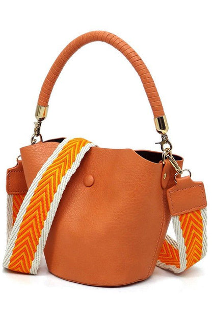 Fashion Bucket Crossbody Bag with Guitar Strap - KOKOTETE