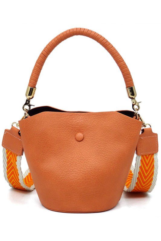 Fashion Bucket Crossbody Bag with Guitar Strap - KOKOTETE