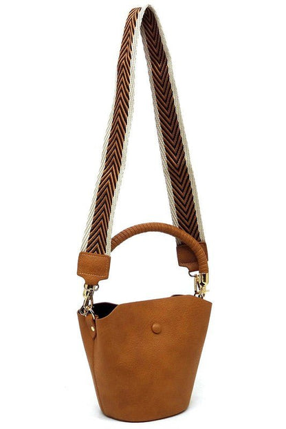 Fashion Bucket Crossbody Bag with Guitar Strap - KOKOTETE