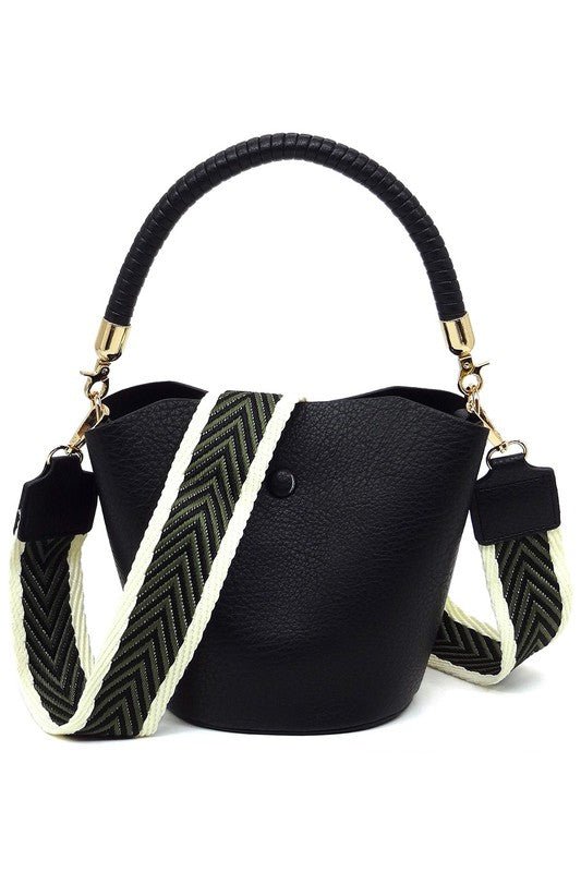 Fashion Bucket Crossbody Bag with Guitar Strap - KOKOTETE