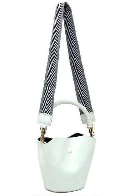 Fashion Bucket Crossbody Bag with Guitar Strap - KOKOTETE