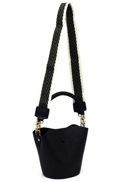 Fashion Bucket Crossbody Bag with Guitar Strap - KOKOTETE