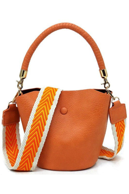 Fashion Bucket Crossbody Bag with Guitar Strap - KOKOTETE