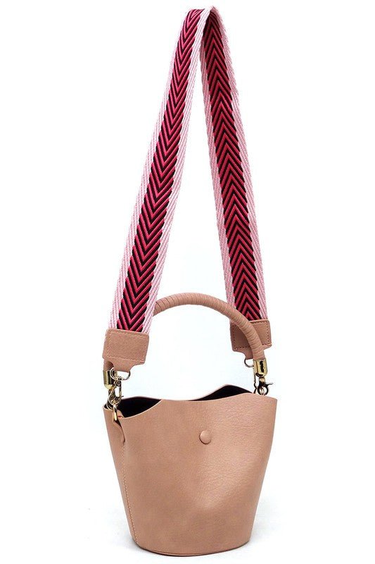 Fashion Bucket Crossbody Bag with Guitar Strap - KOKOTETE