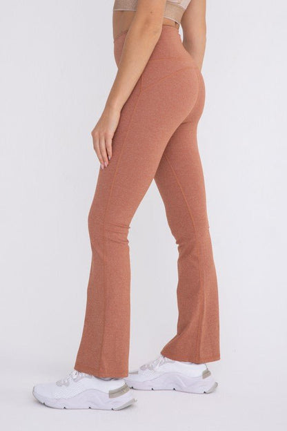 Flare Swoop Back High-Waisted Leggings - KOKOTETE