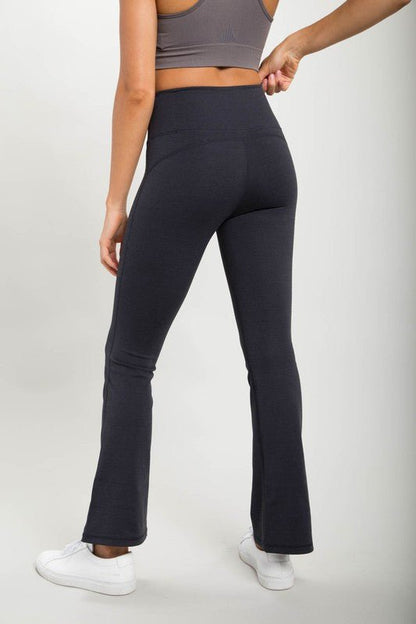 Flare Swoop Back High-Waisted Leggings - KOKOTETE