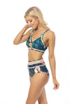 FLORAL PRINT MESH INSERTS BIKINI SET - KOKOTETE