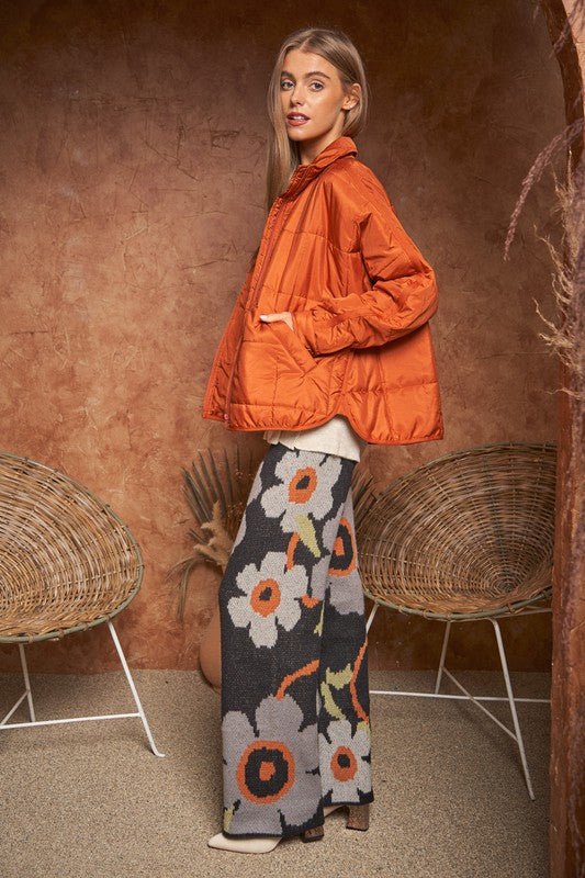 Flower Printed Casual Cozy Full Long Wide Pants - KOKOTETE