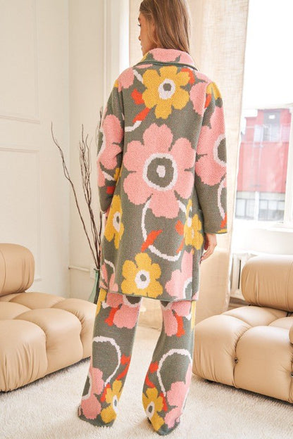 Flower Printed Casual Cozy Full Long Wide Pants - KOKOTETE