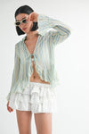 FLYAWAY BLOUSE WITH RUFFLE DETAIL - KOKOTETE