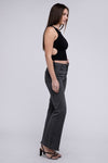 Frayed Cutoff Hem Straight Wide Pants - KOKOTETE