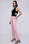 Frayed Cutoff Hem Straight Wide Pants - KOKOTETE