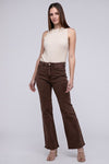 Frayed Cutoff Hem Straight Wide Pants - KOKOTETE