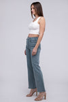 Frayed Cutoff Hem Straight Wide Pants - KOKOTETE