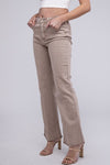 Frayed Cutoff Hem Straight Wide Pants - KOKOTETE