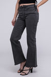Frayed Cutoff Hem Straight Wide Pants - KOKOTETE
