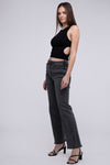 Frayed Cutoff Hem Straight Wide Pants - KOKOTETE