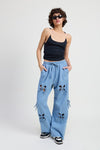 FRENCH TERRY PANTS WITH CUTOUT DETAIL - KOKOTETE