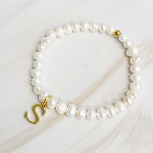 Freshwater Pearl Initial Charm Bracelet - KOKOTETE