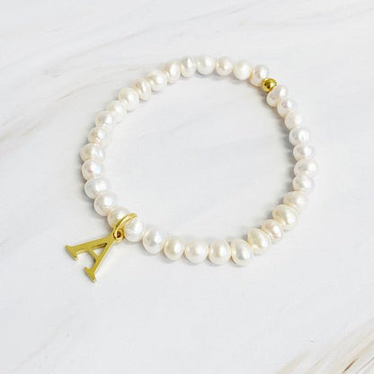 Freshwater Pearl Initial Charm Bracelet - KOKOTETE