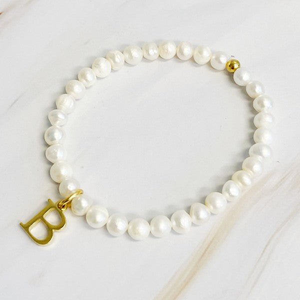 Freshwater Pearl Initial Charm Bracelet - KOKOTETE