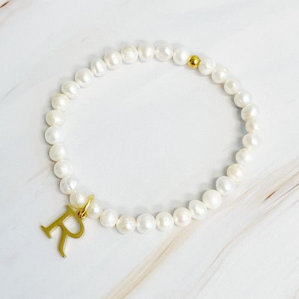 Freshwater Pearl Initial Charm Bracelet - KOKOTETE