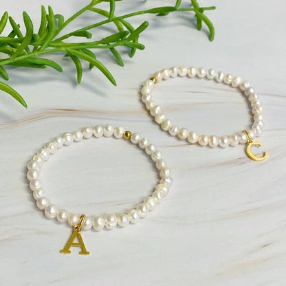 Freshwater Pearl Initial Charm Bracelet - KOKOTETE