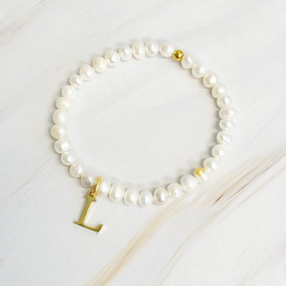 Freshwater Pearl Initial Charm Bracelet - KOKOTETE