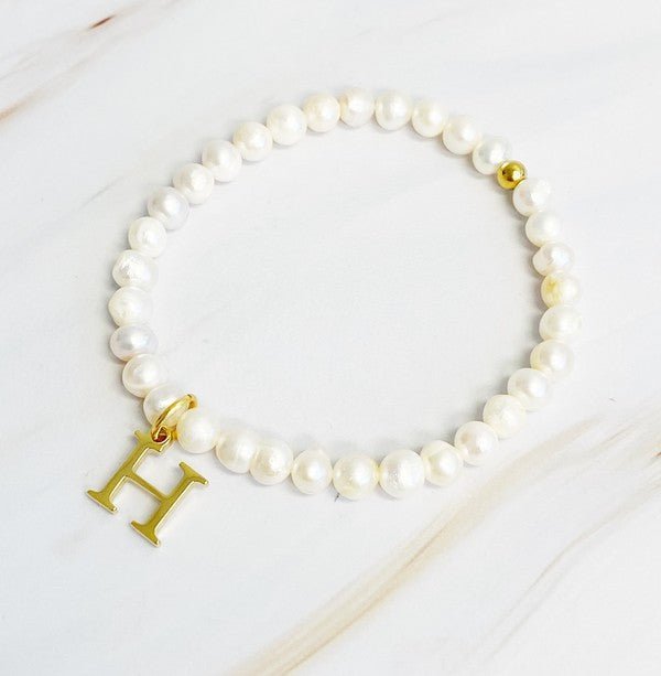 Freshwater Pearl Initial Charm Bracelet - KOKOTETE