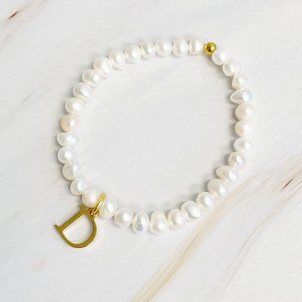 Freshwater Pearl Initial Charm Bracelet - KOKOTETE