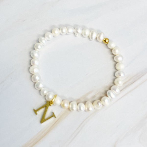 Freshwater Pearl Initial Charm Bracelet - KOKOTETE