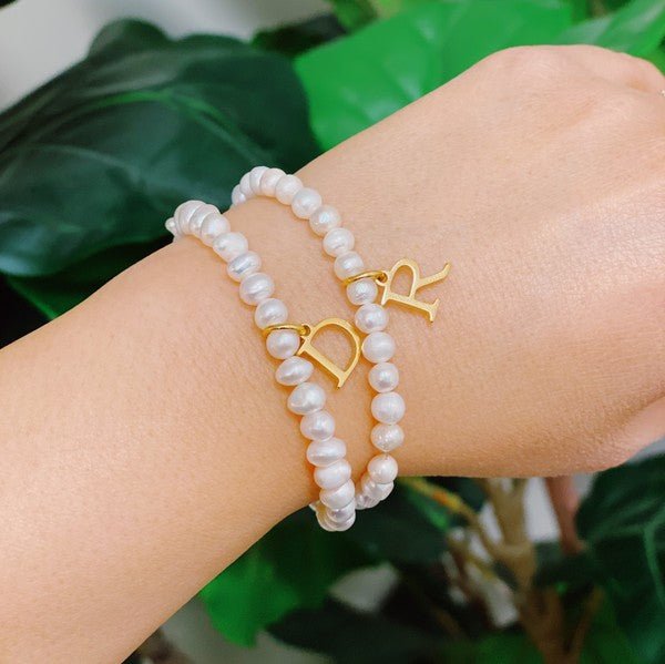 Freshwater Pearl Initial Charm Bracelet - KOKOTETE