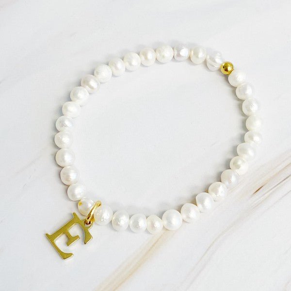 Freshwater Pearl Initial Charm Bracelet - KOKOTETE