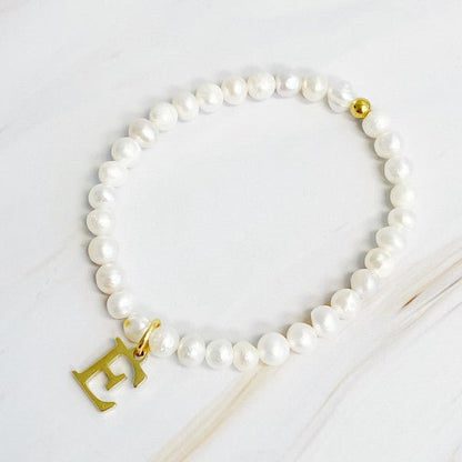 Freshwater Pearl Initial Charm Bracelet - KOKOTETE