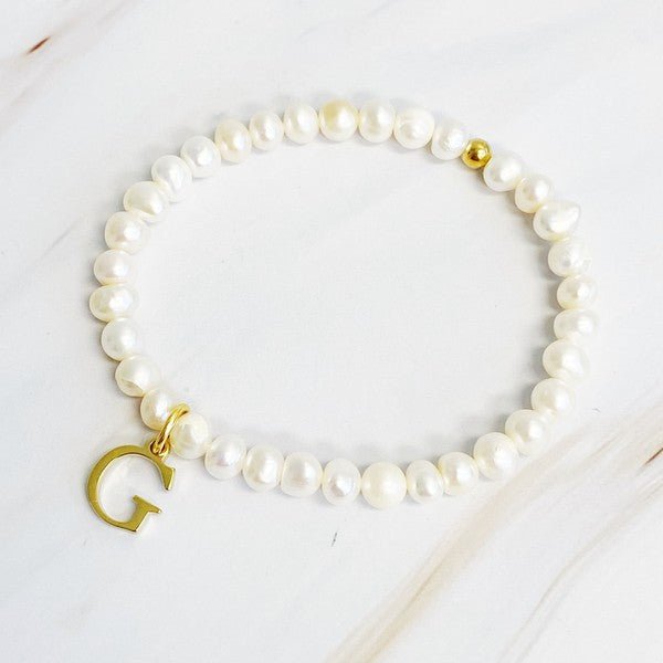 Freshwater Pearl Initial Charm Bracelet - KOKOTETE