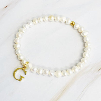 Freshwater Pearl Initial Charm Bracelet - KOKOTETE