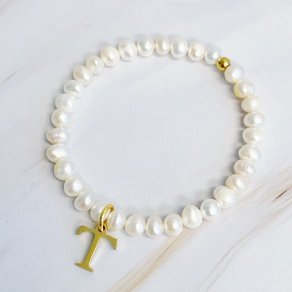 Freshwater Pearl Initial Charm Bracelet - KOKOTETE