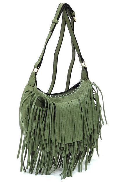 Fringe Hobo Crossbody Bag - KOKOTETE