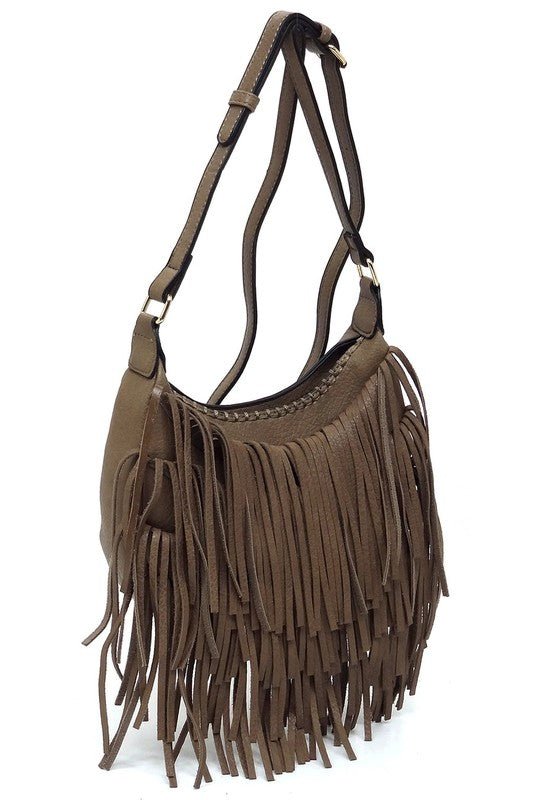 Fringe Hobo Crossbody Bag - KOKOTETE