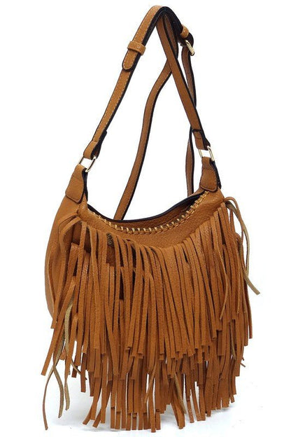 Fringe Hobo Crossbody Bag - KOKOTETE